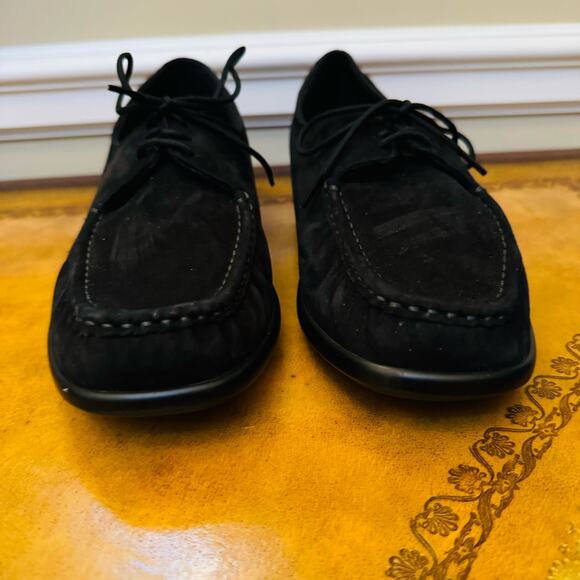 SAS Petra Charcoal Black Suede Leather Handcraft Comfort Moccasin Lace Shoes 10 - Picture 6 of 10